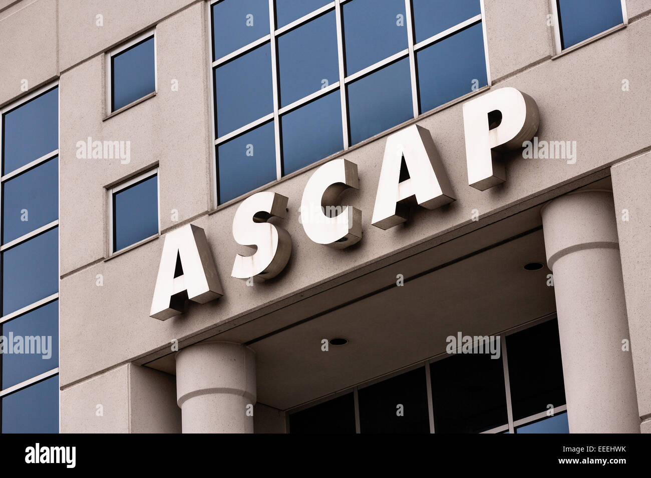 Segno di ASCAP sede a Nashville, TN. La Società americana di compositori, autori ed editori è una esecuzione di organizzazione dei diritti che le licenze e raccoglie le royalties a nome dei musicisti e degli scrittori della canzone. Foto Stock