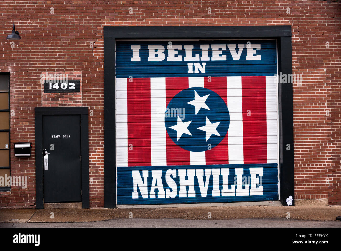 Io credo a Nashville in carta murale sulla maratona di opere musicali in Nashville TN. Foto Stock