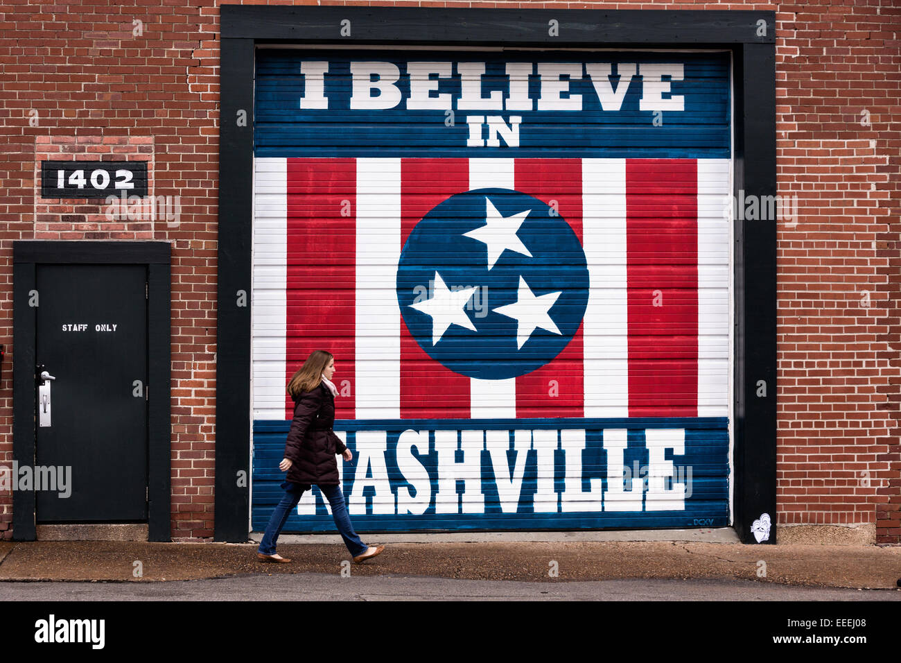 Io credo a Nashville in carta murale sulla maratona di opere musicali in Nashville TN. Foto Stock