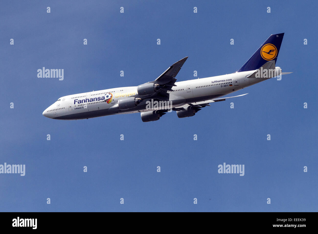 Berlino, Germania, Boeing 747-800 Lufthansa Foto Stock