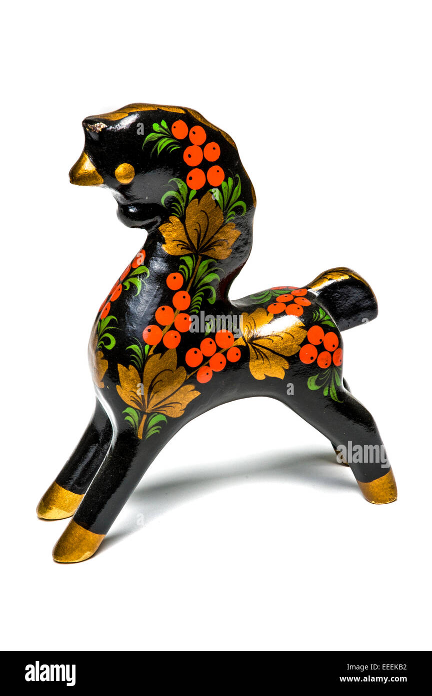 Arte Russa khokhloma cavallo isolato su uno sfondo bianco Foto Stock