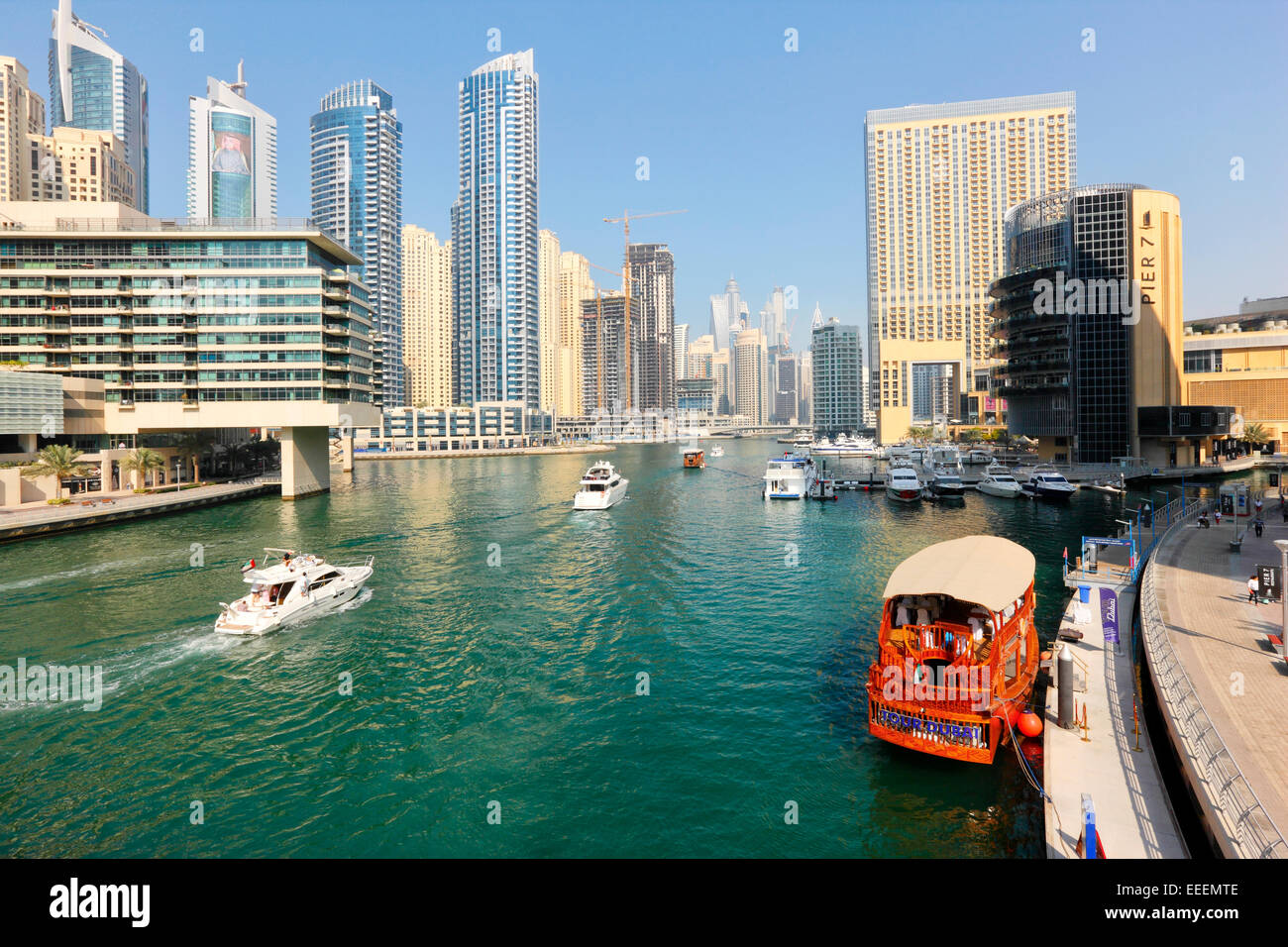 Dubai Marina canale Foto Stock