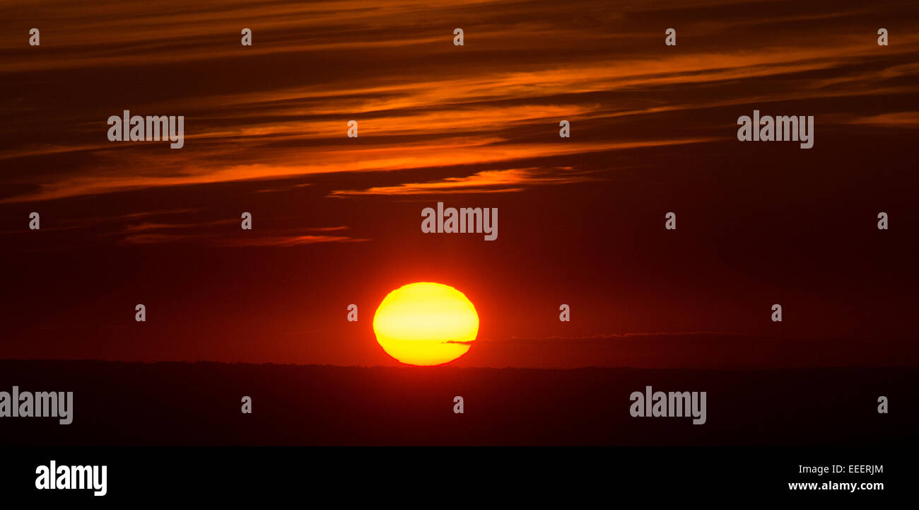 Tramonto sul Eden Valley vicino a Kirkby Stephen, Cumbria. Foto Stock