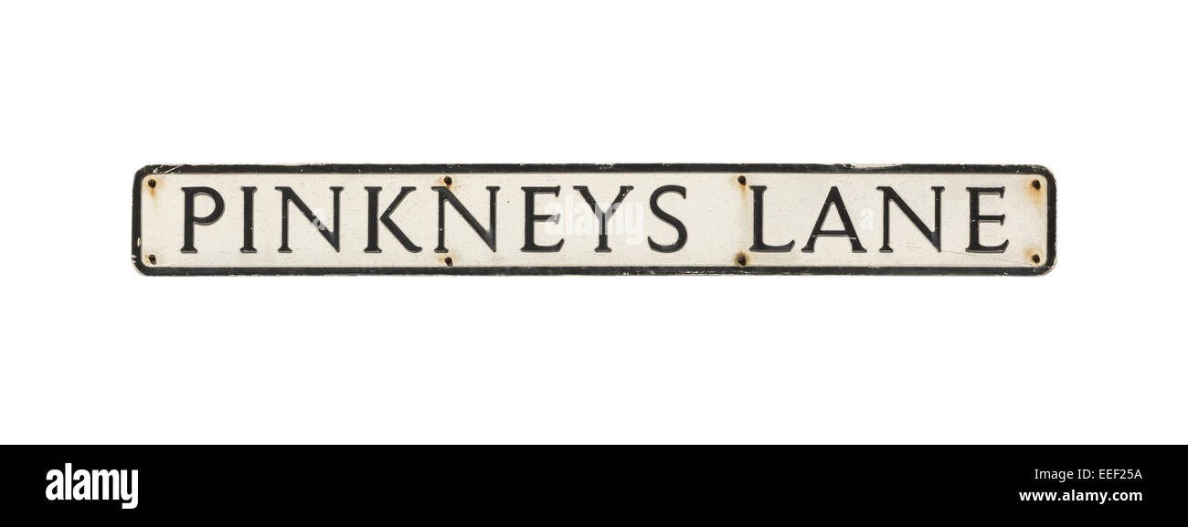 Pinkneys Lane - street / nome della strada cut-out. Foto Stock