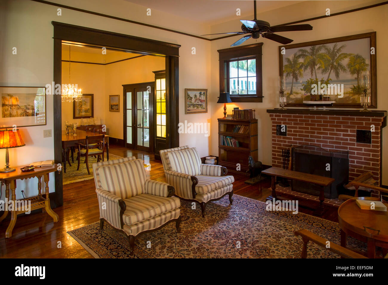 Interno del centro storico di Palm Cottage b. 1895 - ora la casa della Napoli storica Società, Naples, Florida, Stati Uniti d'America Foto Stock