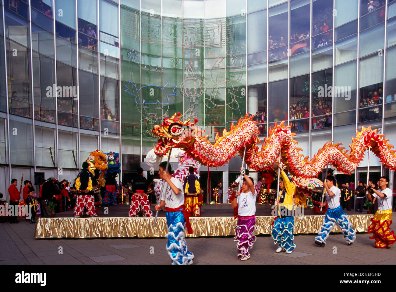 Anno Nuovo Cinese Dragon Dance e celebrazione, Richmond, BC, British Columbia, Canada Foto Stock