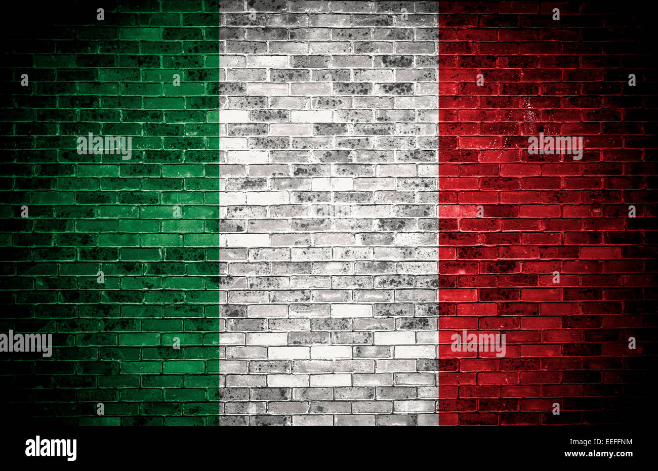 Bandiera italiana su un grunge Sfondo mattone. Foto Stock