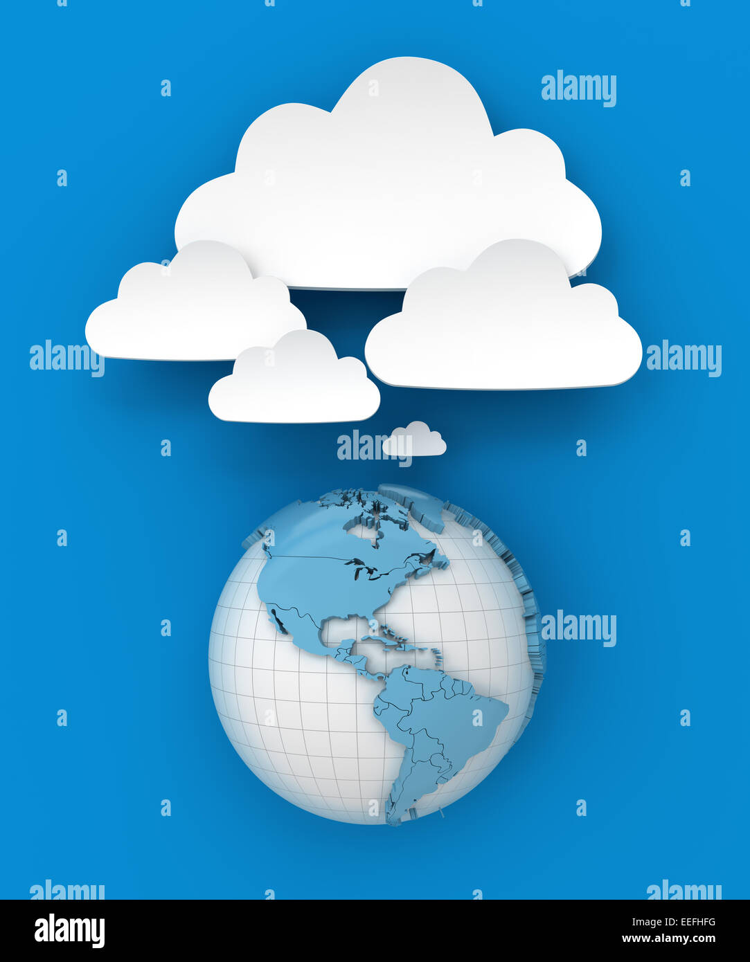 Globo collegamento al cloud con copyspace, 3D render Foto Stock