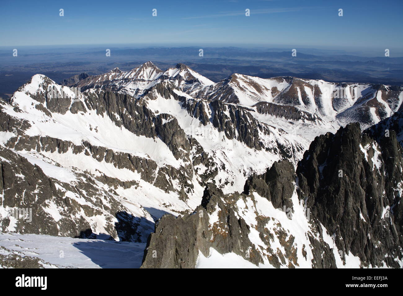 Vista da Lomnicky Stit, Alti Tatra, Slovacchia Foto Stock