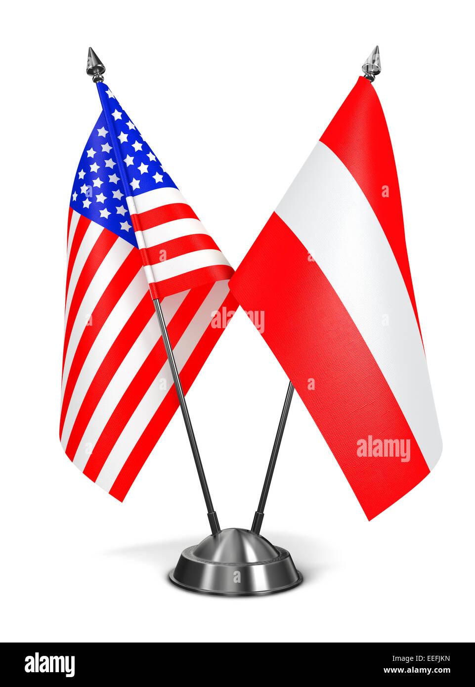 Gli Stati Uniti e l'Austria - Bandiere in miniatura. Foto Stock