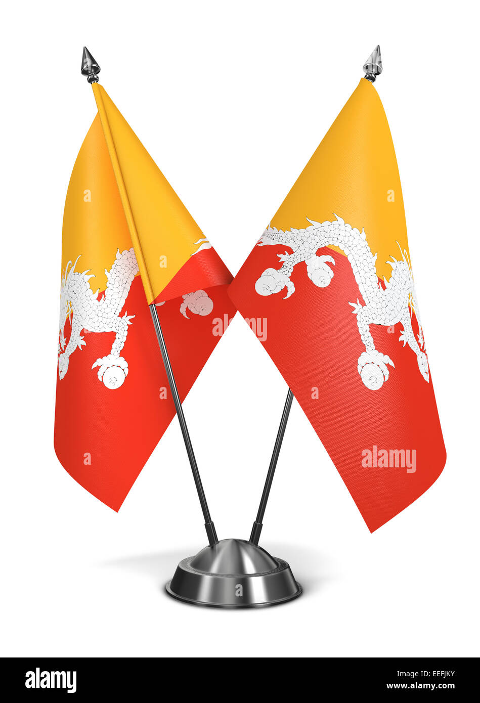 Il Bhutan - Bandiere in miniatura. Foto Stock