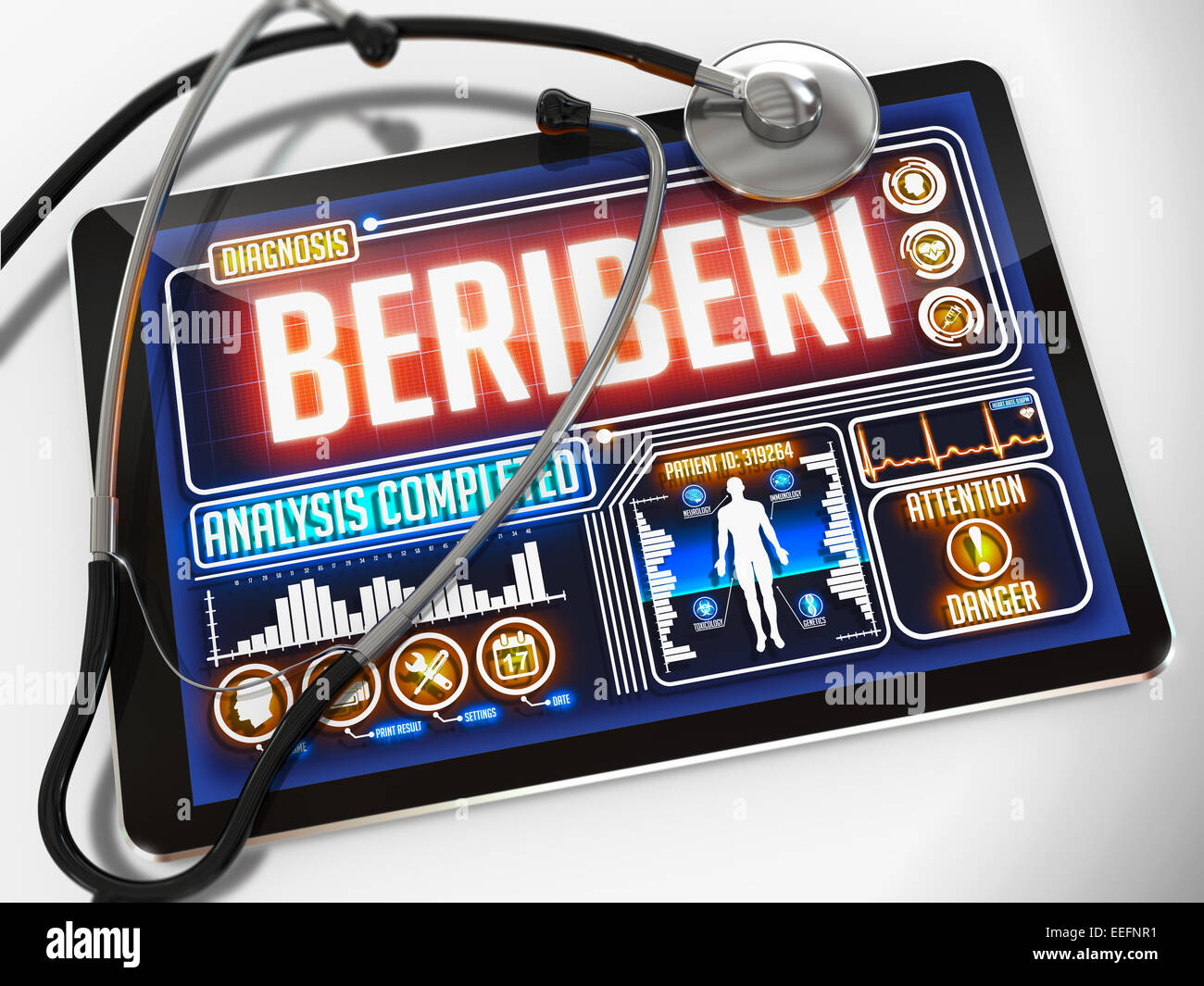 Beriberi sul display del Medical Tablet. Foto Stock