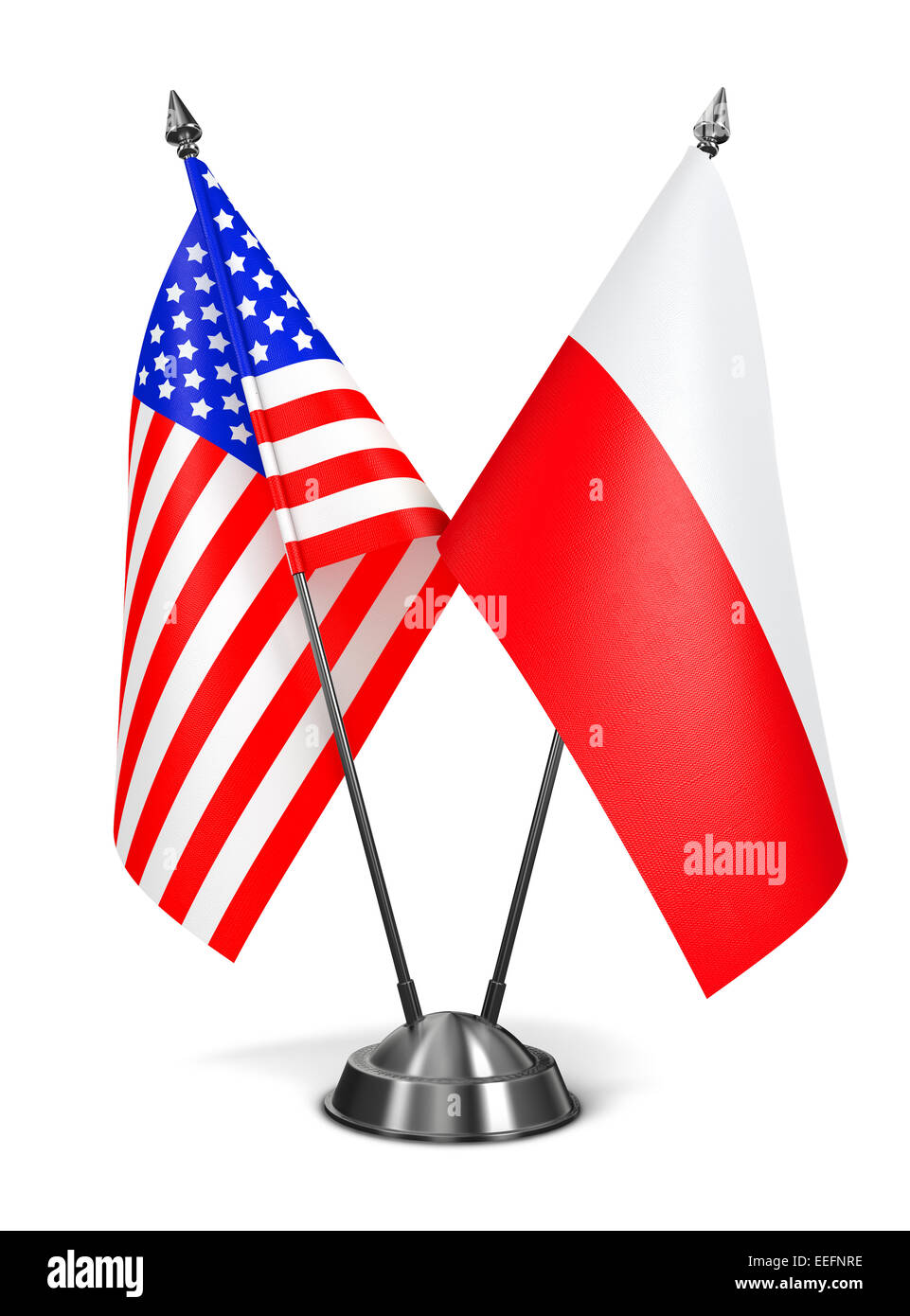 USA e Polonia - Bandiere in miniatura. Foto Stock