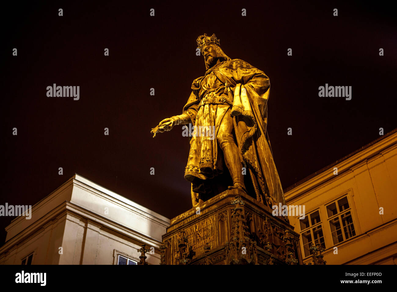 Praga Carlo IV di notte Foto Stock