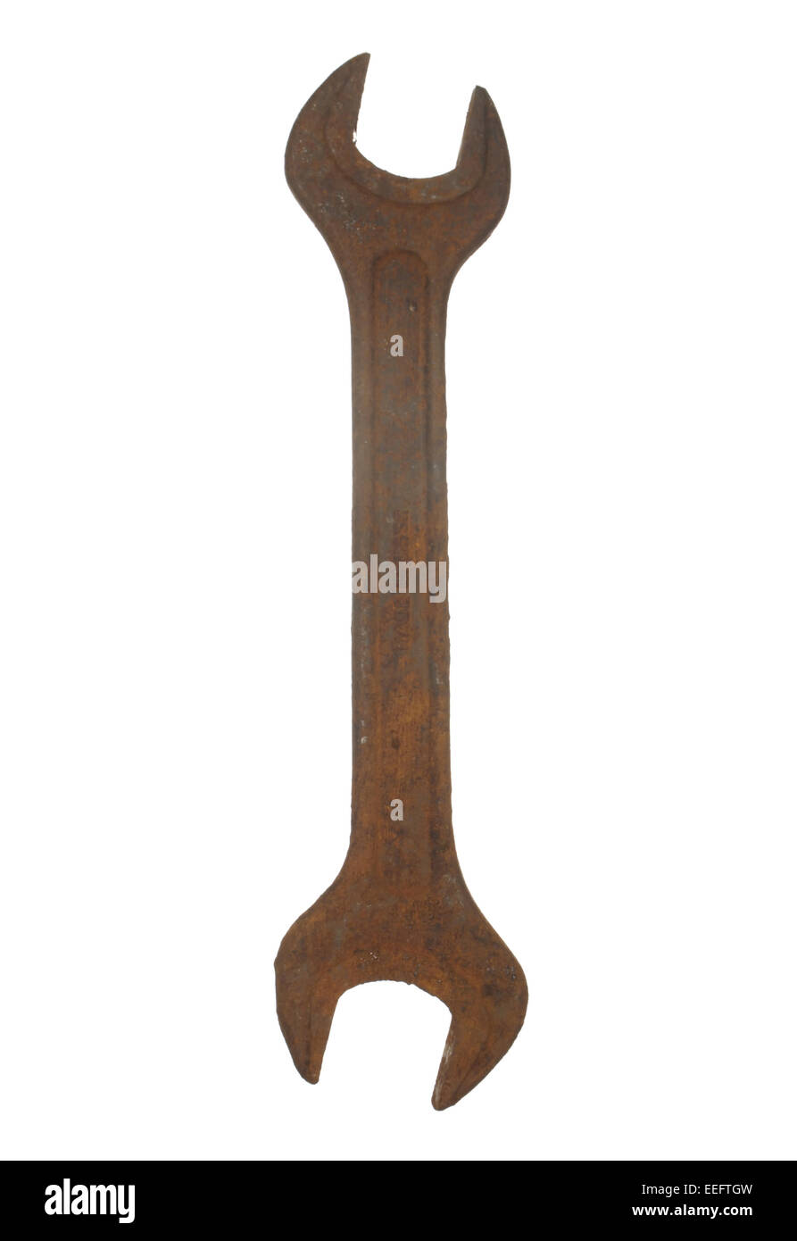Vecchia chiave arrugginita-sovietica fatti isolati su sfondo bianco. Foto Stock