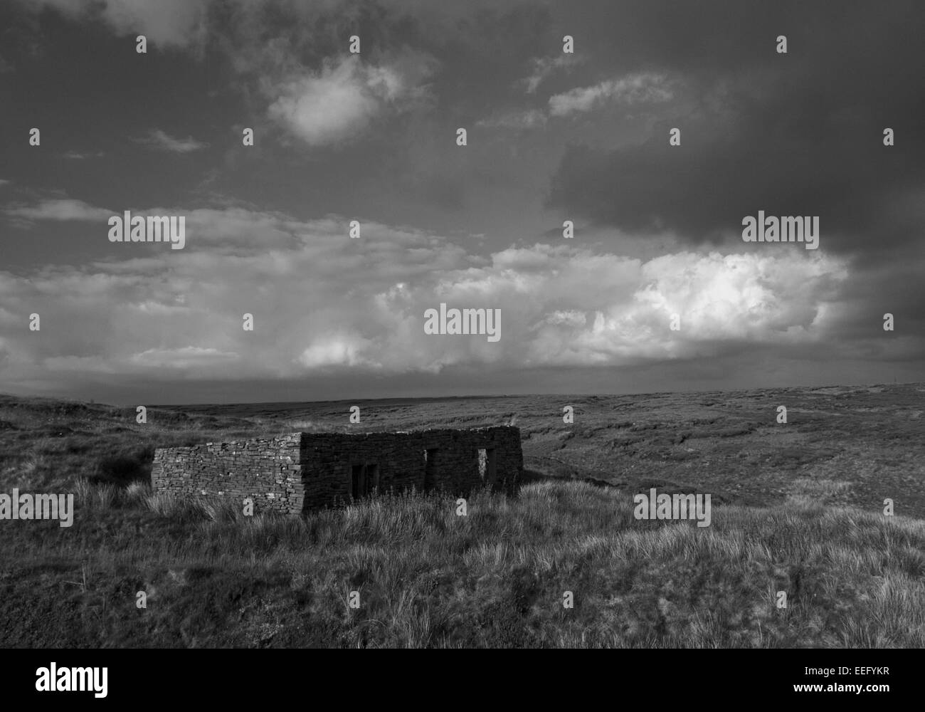 Rimmon Cottage - edificio in rovina sulla corteccia di vela Moss Foto Stock