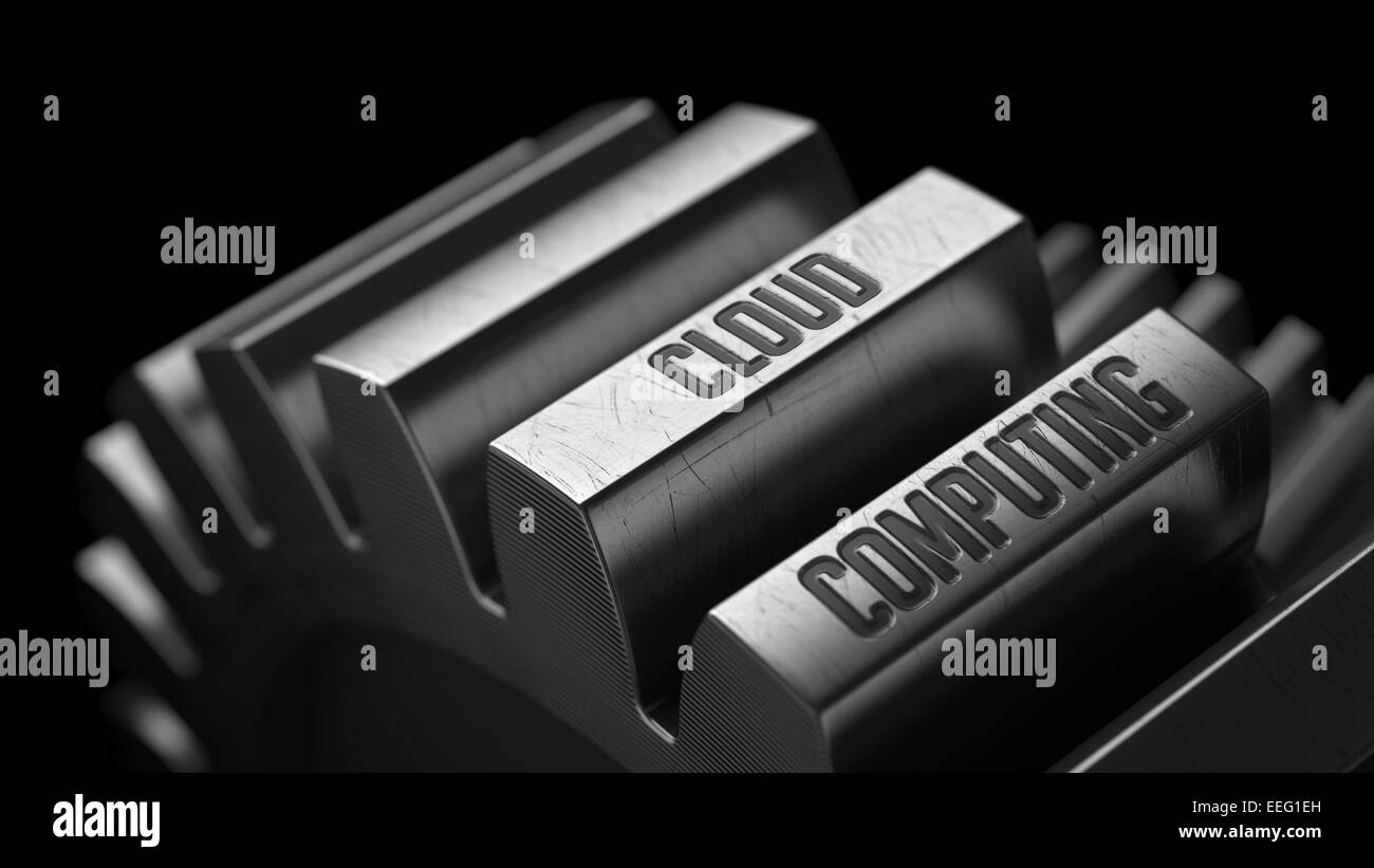 Il Cloud Computing su ingranaggi metallici. Foto Stock
