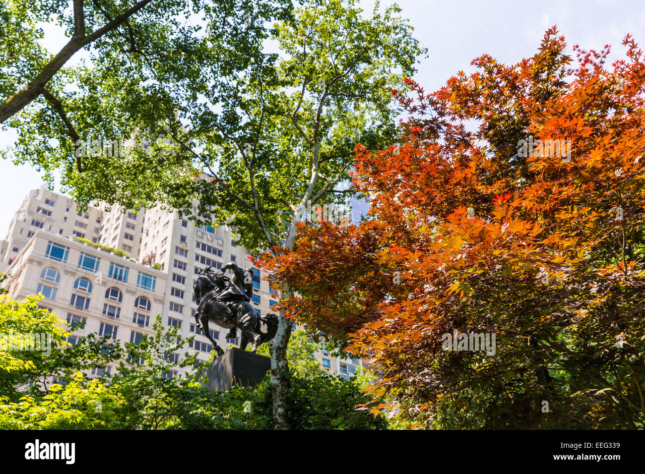 Central Park Manhattan Jose Julian Marti statua equestre di New York US Foto Stock