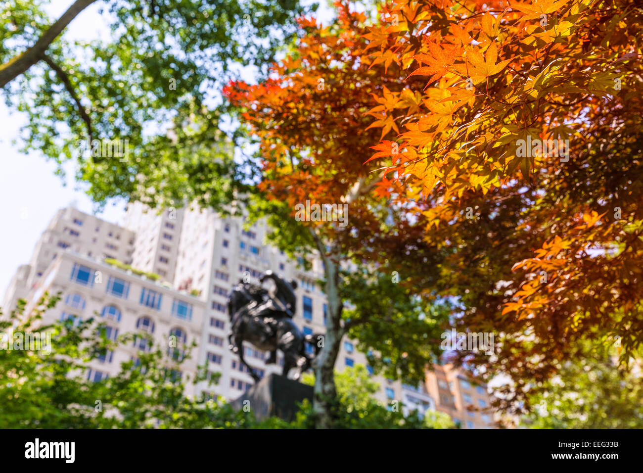 Central Park Manhattan Jose Julian Marti statua equestre di New York US Foto Stock