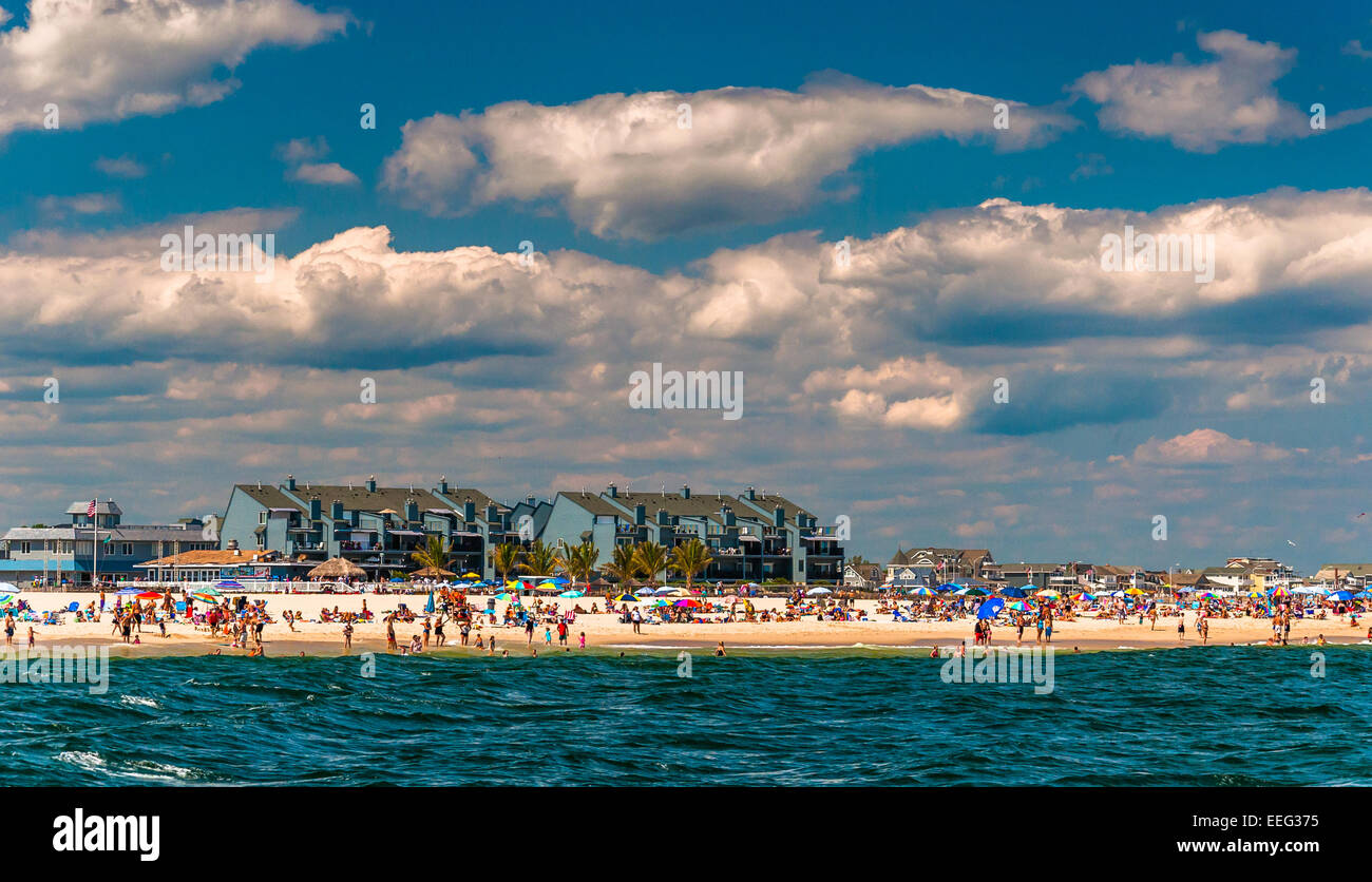 Le persone e gli edifici sulla spiaggia nel punto spiaggia piacevole, New Jersey. Foto Stock