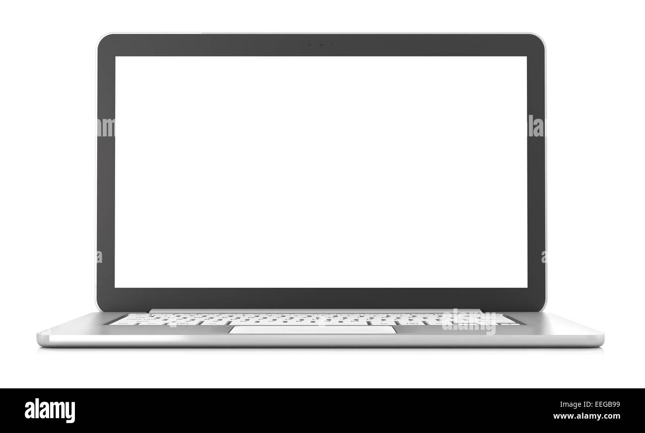 Computer portatile con schermo vuoto, 3D render Foto Stock