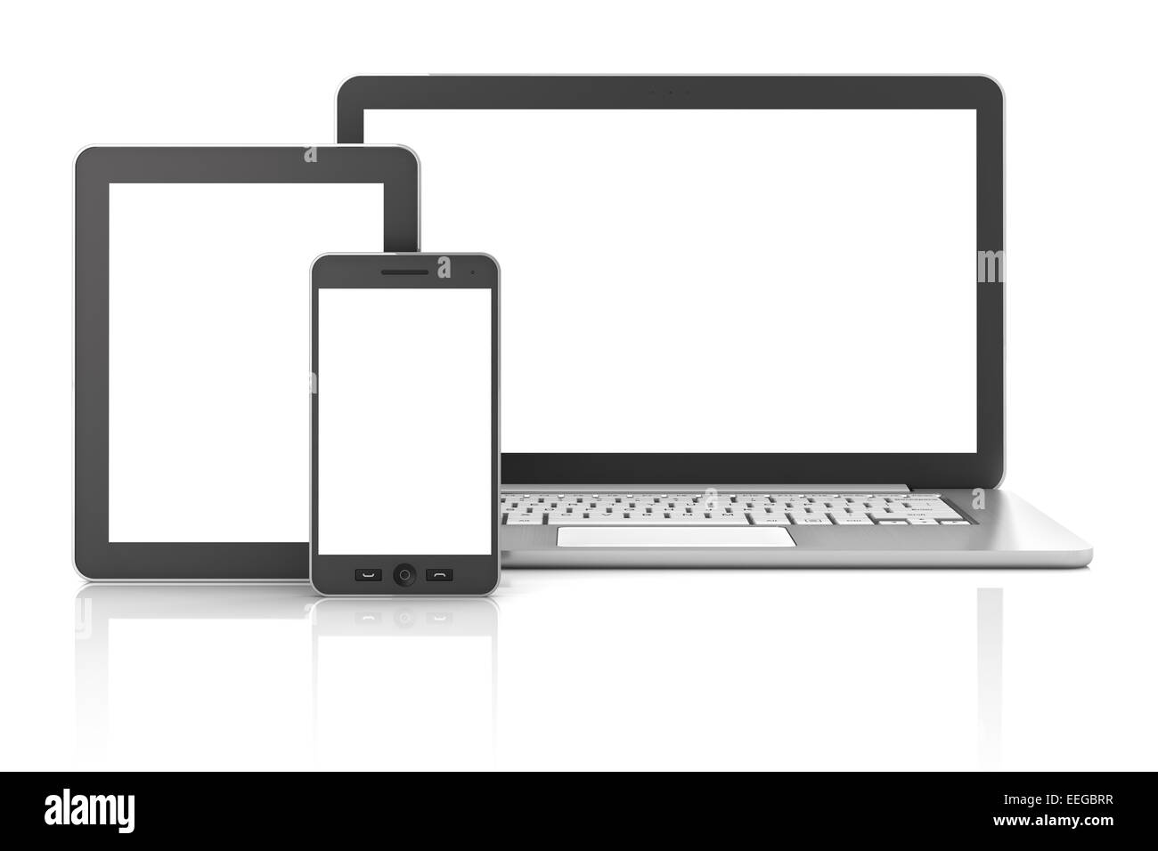 Gadget compresi smartphone, smartwatch, tablet e il computer portatile Foto Stock