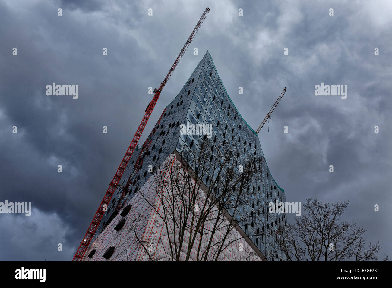 Amburgo, Germania, sito dell'Elbe Philharmonic Hall nel HafenCity Foto Stock