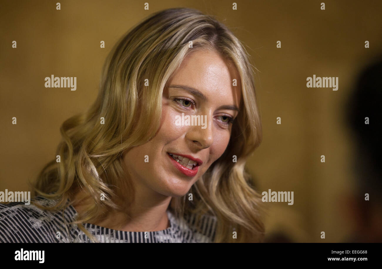 Maria Sharapova arriva per la corona di Img@23 i giocatori di Tennis' Party, Melbourne, Australia, 18 gennaio, 2015. Foto Stock