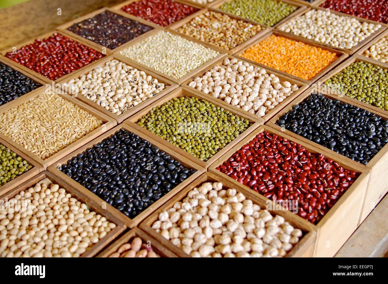 La vista ravvicinata di secche semi e noci Foto Stock