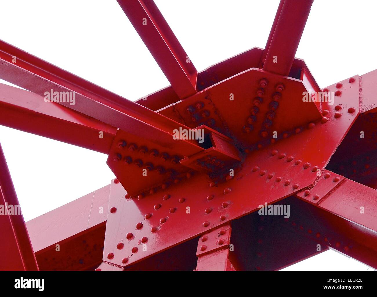 La vecchia struttura di ponte rosso di primo piano in Taiwan Foto Stock