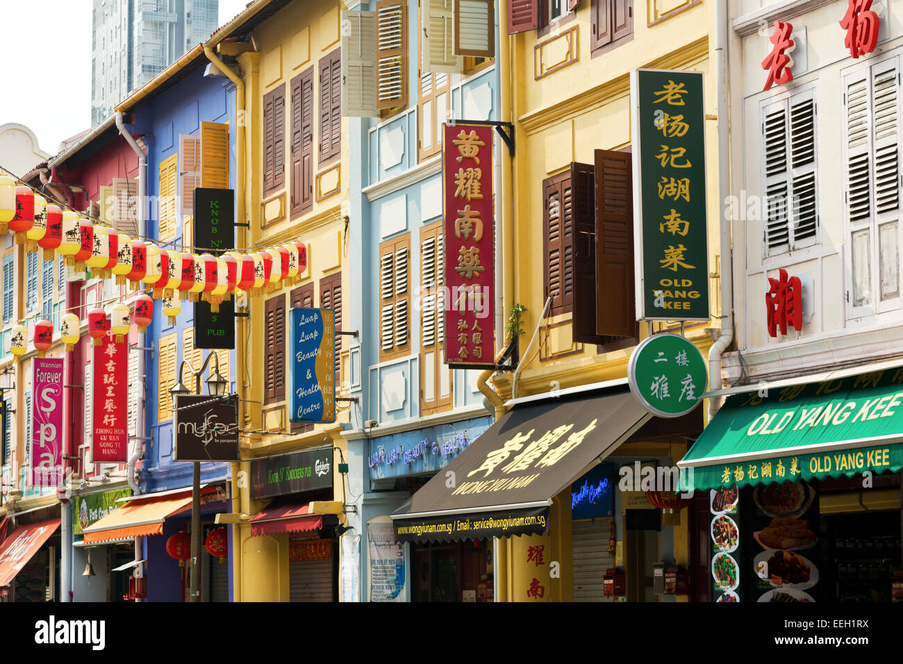 Negozi in Chinatown, Singapore Foto Stock