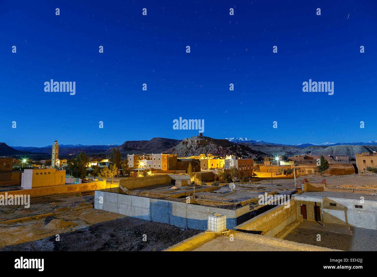 Vista notturna. Ait Ben Haddou. Il Marocco. Il Nord Africa. Africa Foto Stock