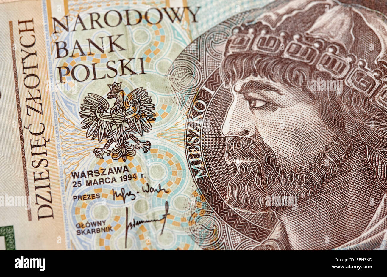 Mieszko 1 su 10 zloty polacco banconota Foto Stock