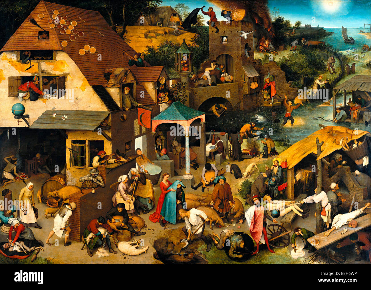 Pieter Bruegel il Vecchio - l'olandese proverbi - 1559 Foto Stock