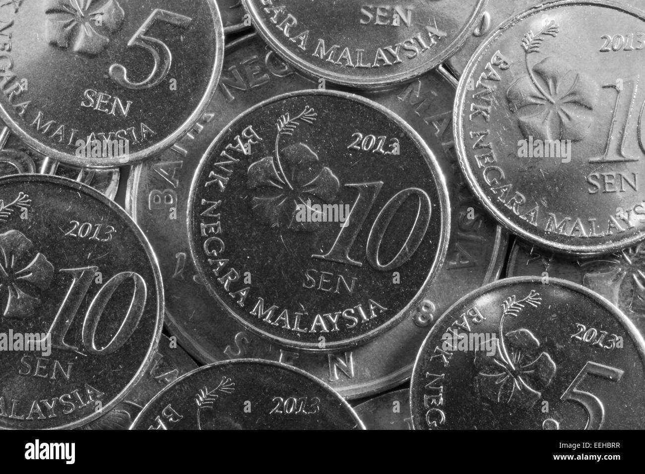 Monete diverse dalla Malaysia in Asia Foto Stock