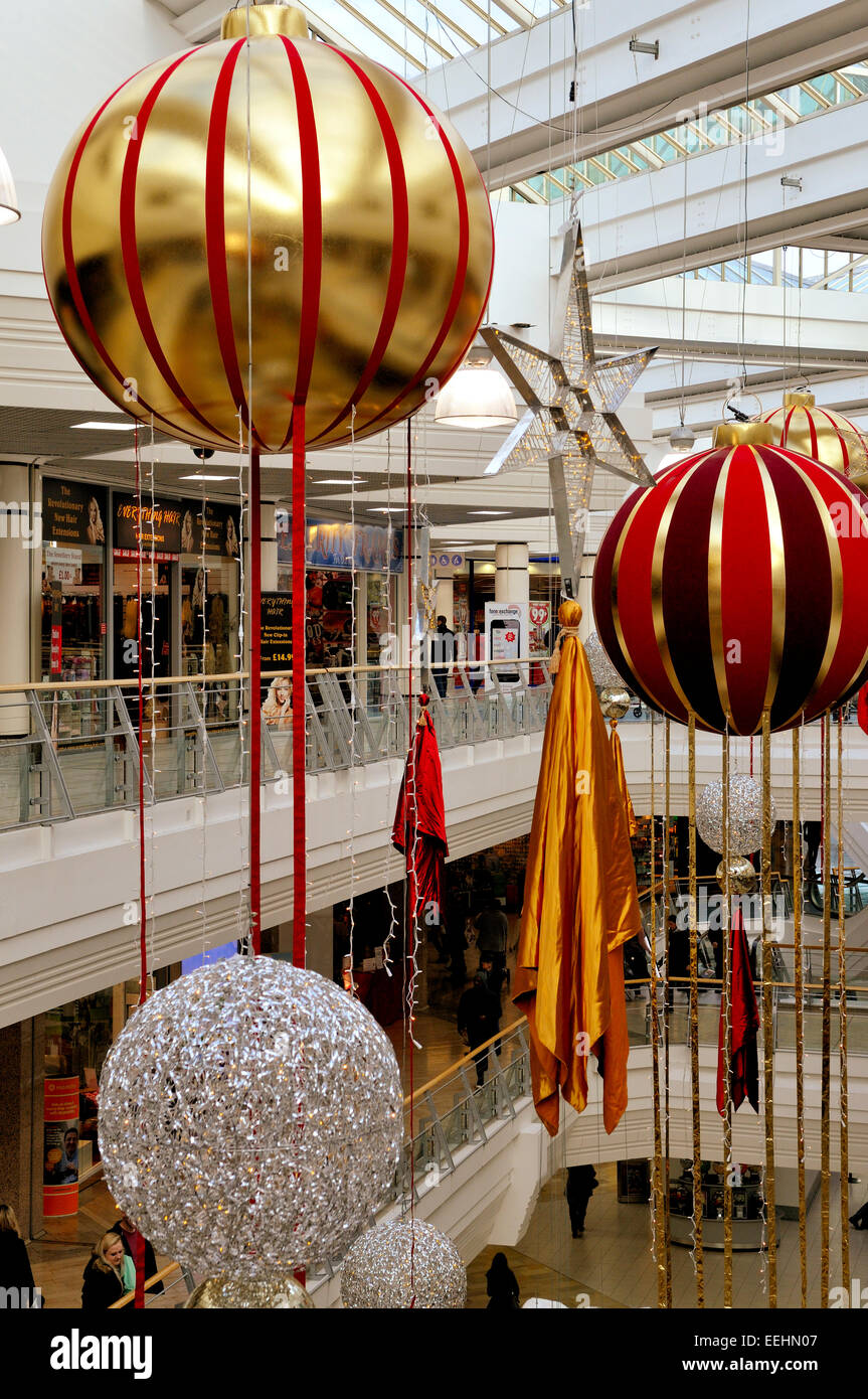 Decorazioni di Natale, gallerie, Broadmead Shopping Centre in Bristol, Regno Unito, Foto Stock