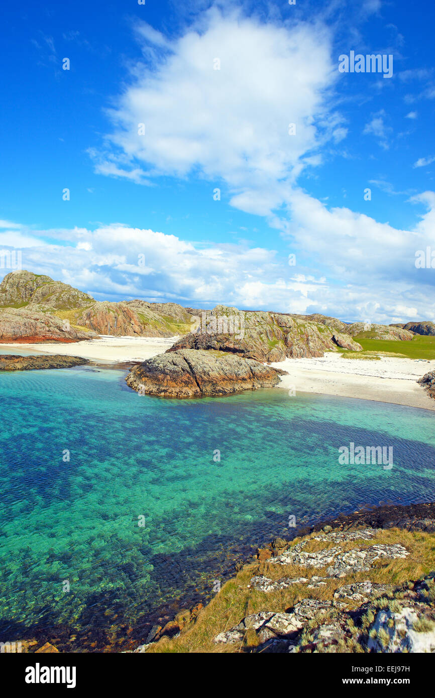 Bellissime spiagge di sabbia sull'isola scozzese di Iona Foto Stock