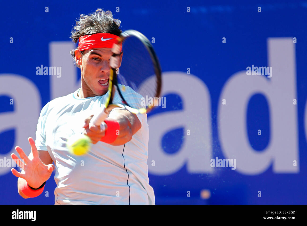 Lo spagnolo giocatore di tennis Rafael Nadal giocando a Banc Sabadell ATP open a Barcellona, Spagna Foto Stock