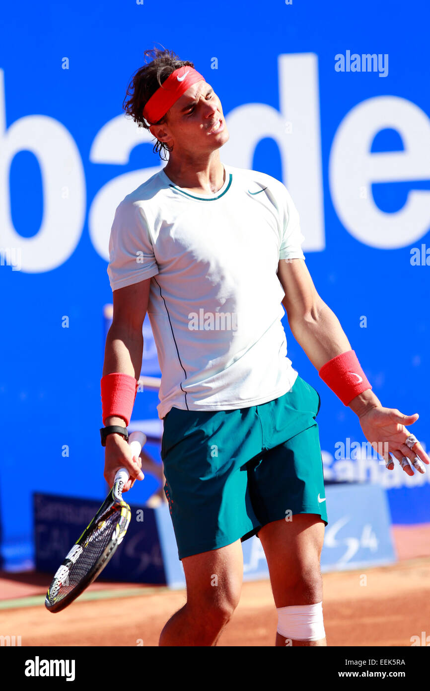 Lo spagnolo giocatore di tennis Rafael Nadal giocando a Banc Sabadell ATP open a Barcellona, Spagna Foto Stock