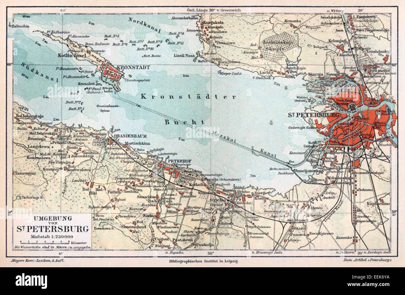 Mappa di San Pietroburgo (Einseitige Farbkarte) Foto Stock