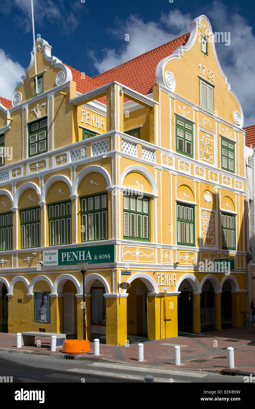 Architettura olandese in Willemstad, Curacao, Paesi Bassi Antille Foto Stock