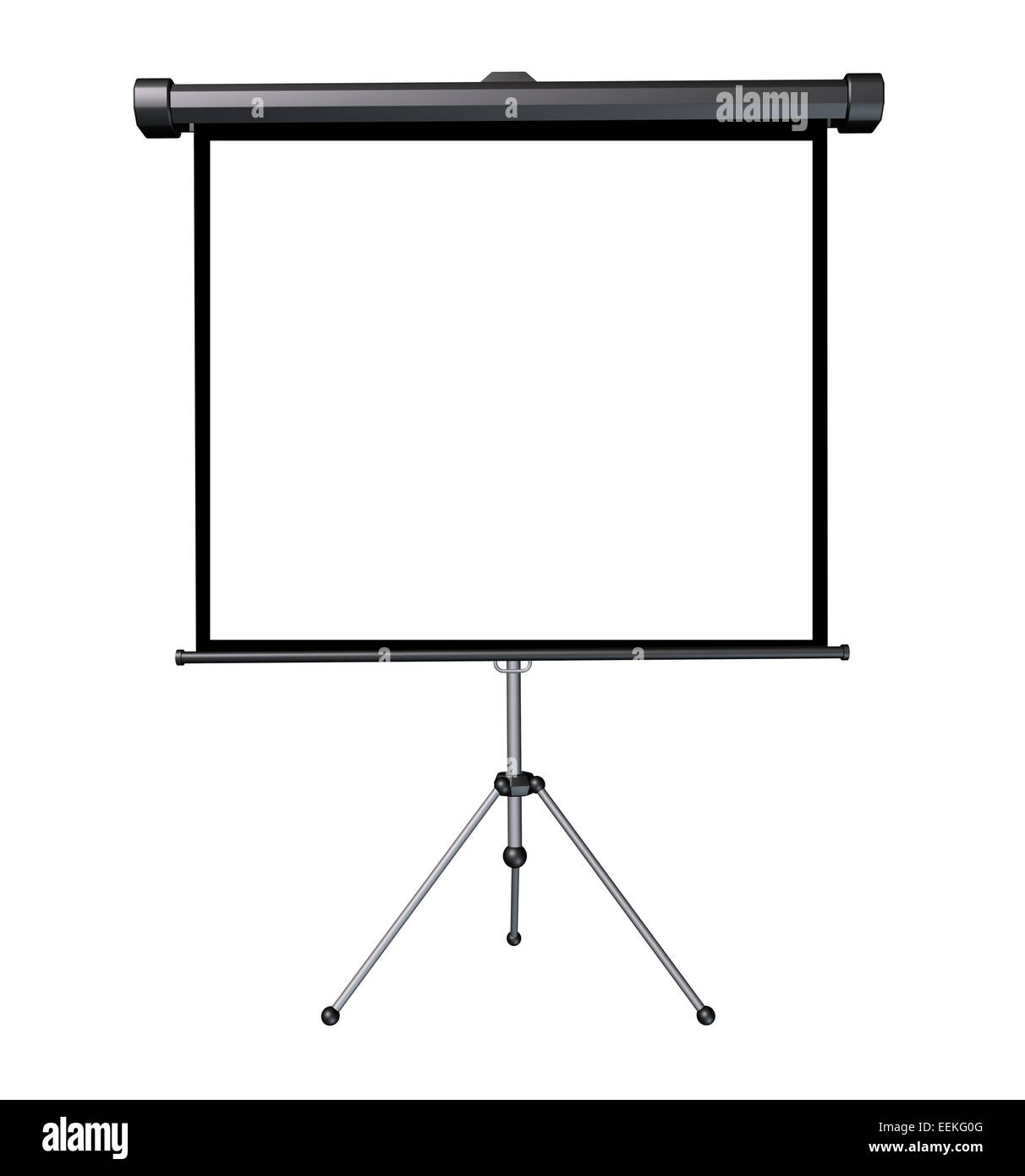 Schermo di proiezione con un bianco telaio bianco come un tridimensionale isolato business presentation object. Foto Stock
