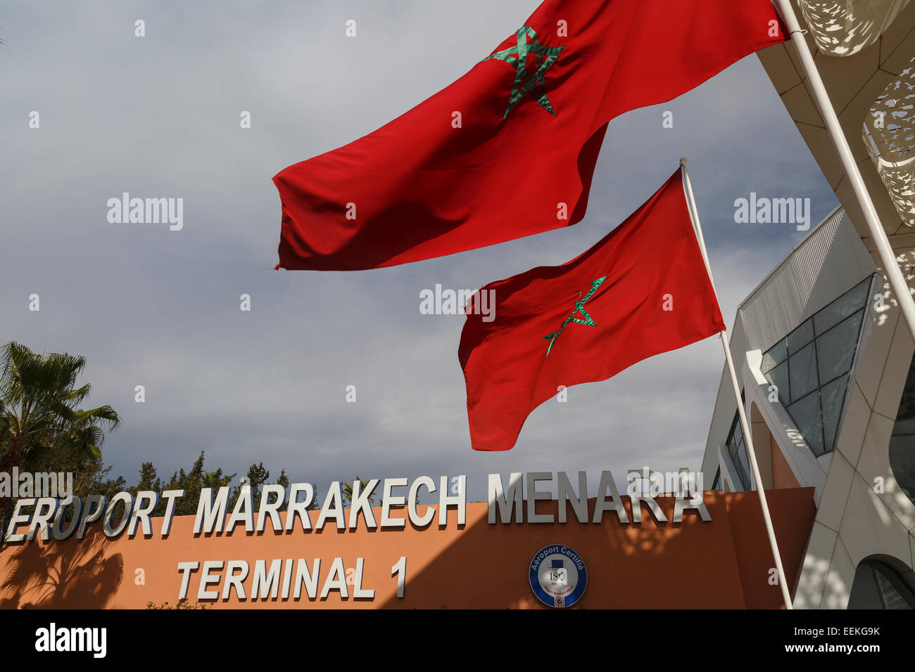 Flag. Menara Airport. Marrakech. Il Marocco. Il Nord Africa. Africa Foto Stock