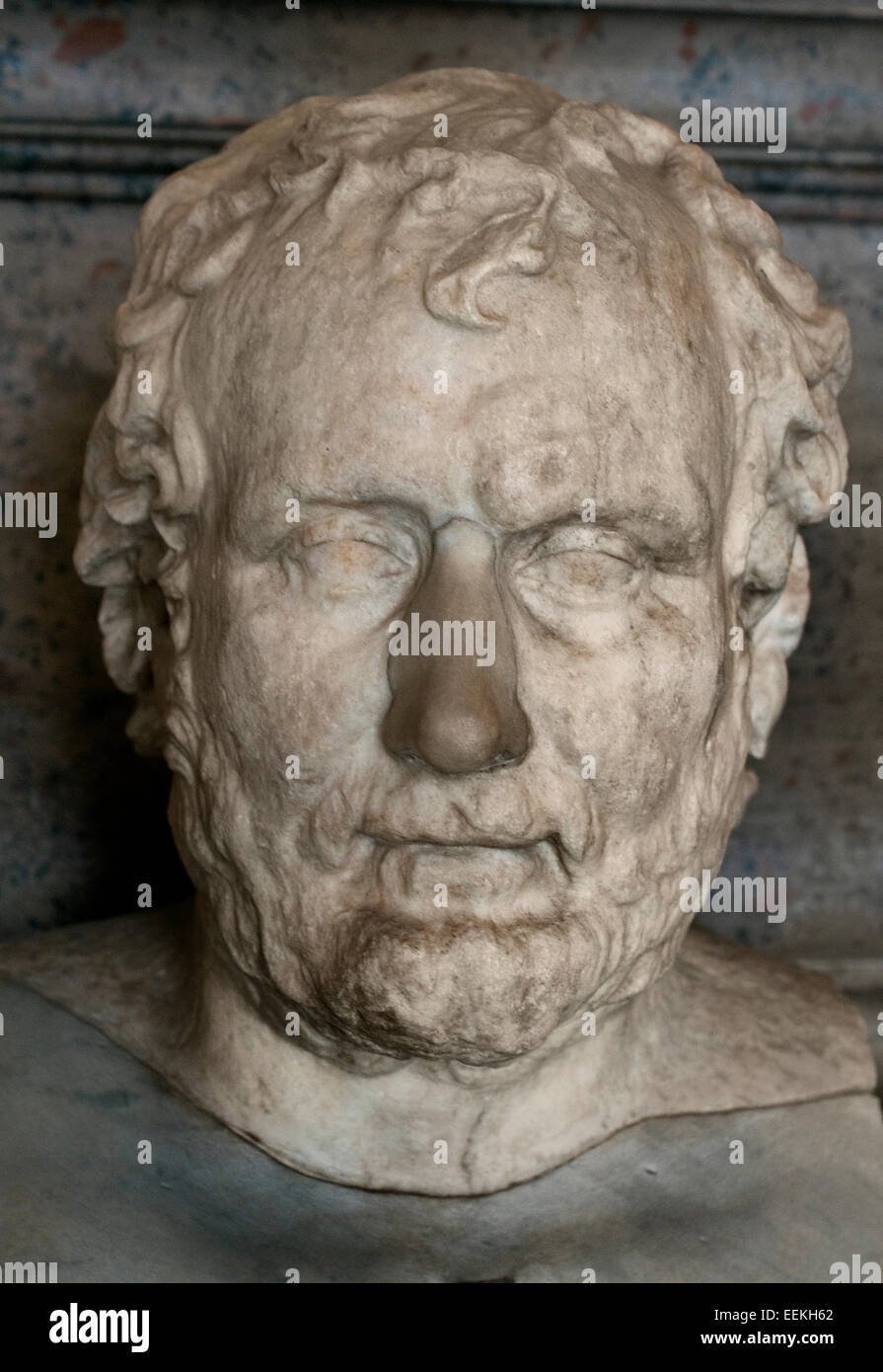 Busto di Aeschine. Marmo, copia romana dopo un originale greco della fine del 4th secolo a.C. Museo Capitolino di Roma Italiano (Escines 389 – 314 a.C. era uno statista greco e uno dei dieci oratori Attici). Foto Stock