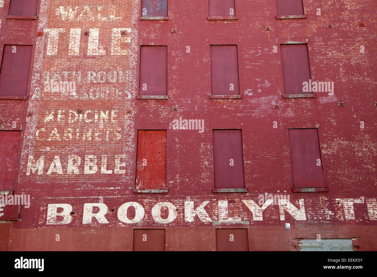 Vintage scritte di una vecchia fabbrica di Brooklyn Foto Stock