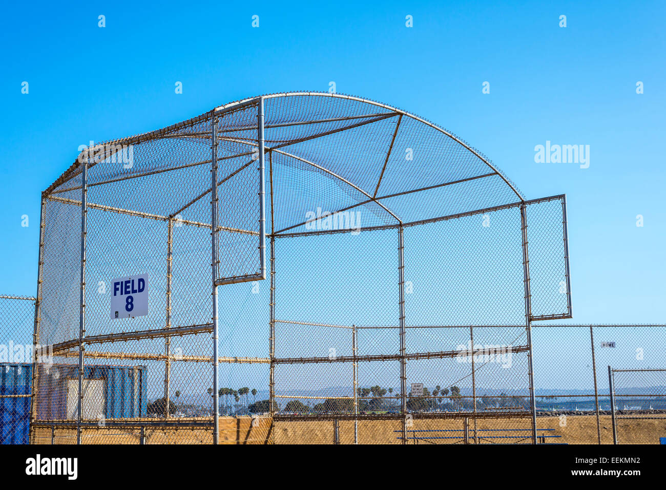 Catena collegamento recinto gabbia di baseball a Robb campo. San Diego, California, Stati Uniti. Foto Stock