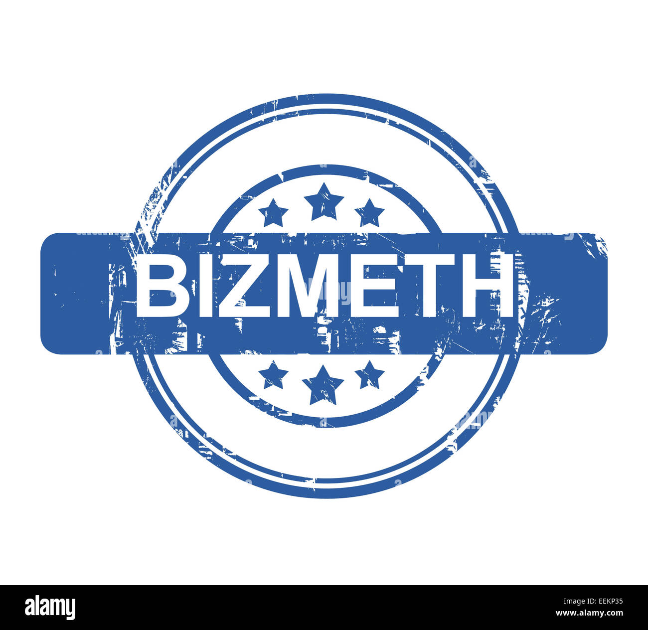 Bizmeth concetto aziendale timbro con stelle isolate su uno sfondo bianco. Foto Stock