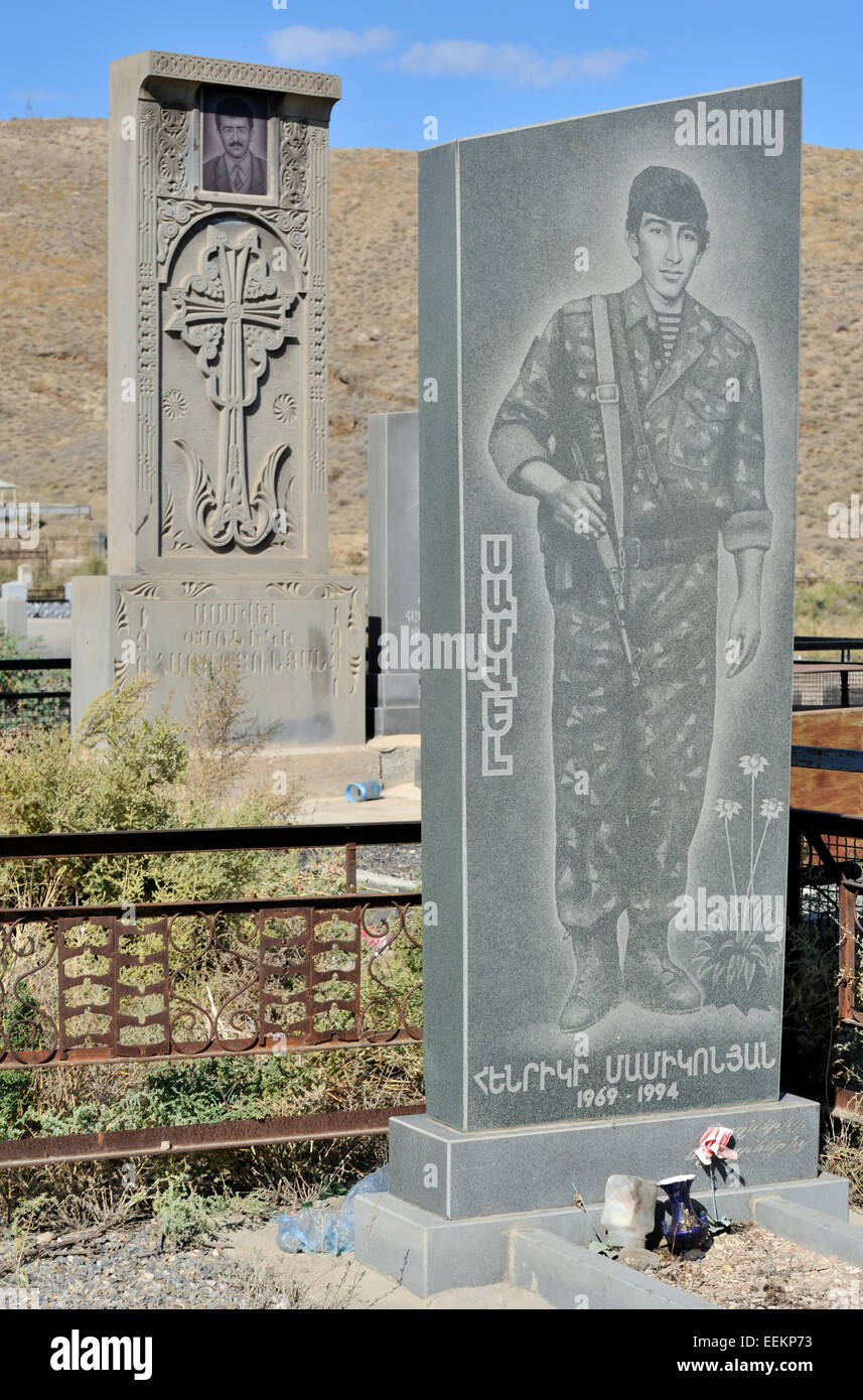 Cimitero, Khor Virap, Armenia Foto Stock