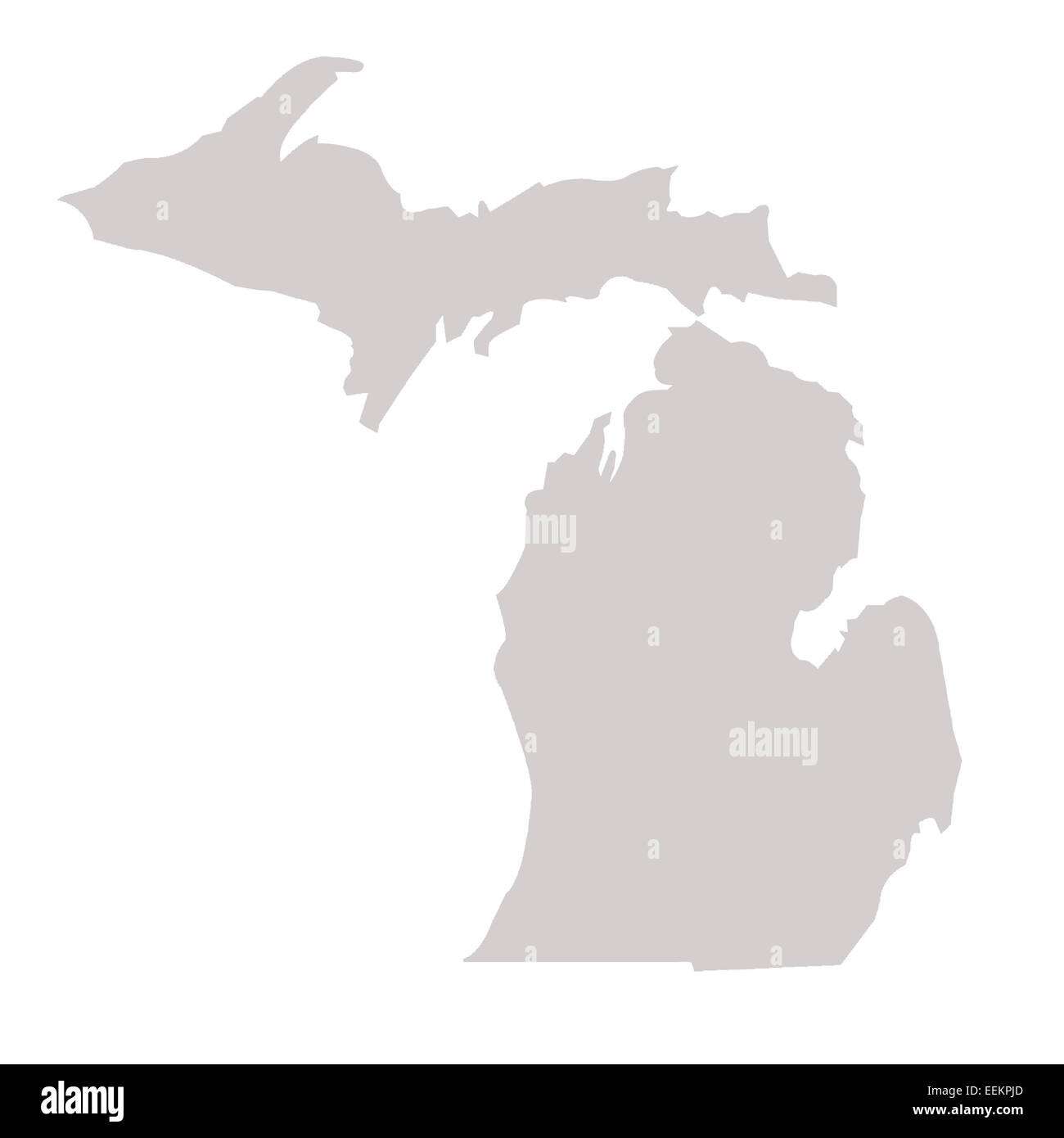 Michigan State mappa isolato su uno sfondo bianco, STATI UNITI D'AMERICA. Foto Stock