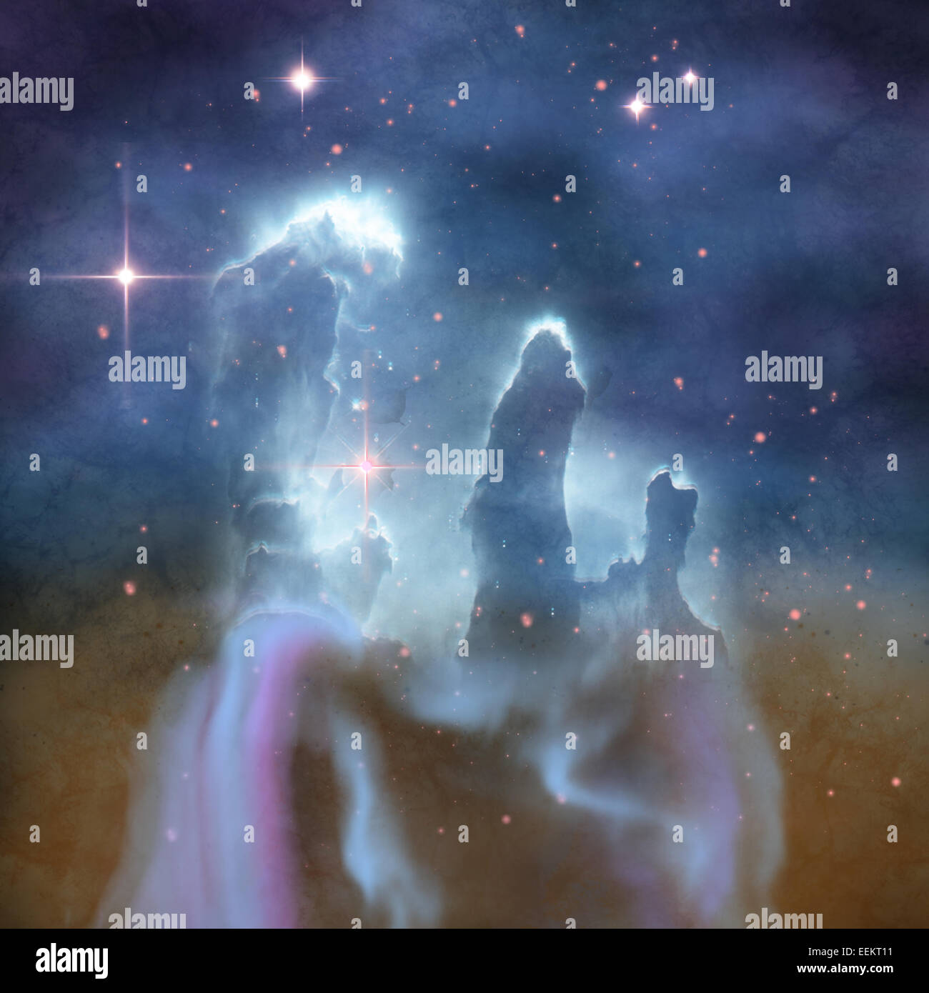 Pilastri della creazione sono parte di L'Aquila nebulosa e sono fatte di polvere interstellare e gas. Foto Stock
